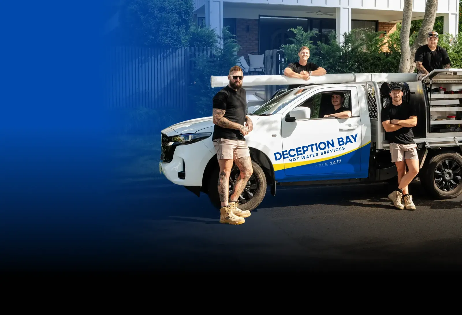 Deception Bay Hot Water Services team with the ute